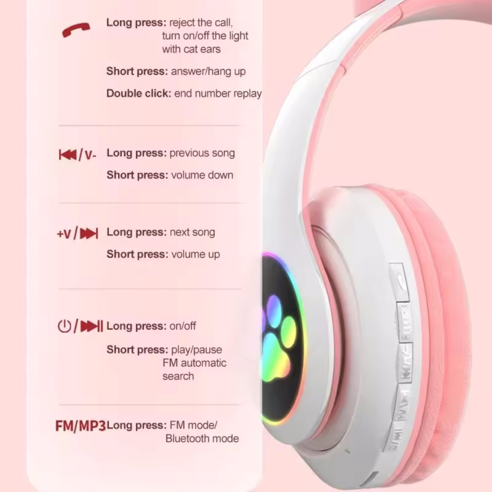 Симпатичная беспроводная Bluet – обзор и цена Cat Ear Bluetooth Headset Led
